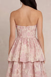 Robe midi en satin sans bretelles en satin fleur fleur Blush