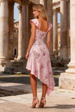 Robe invitée mariage rose pâle décolleté V à paillettes