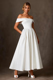 Robe longue longue blanche de fiançailles en ligne A dénudée