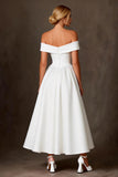 Robe longue longue blanche de fiançailles en ligne A dénudée