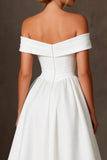 Robe longue longue blanche de fiançailles en ligne A dénudée