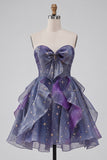 Robe de rentrée à la maison bleue poussiéreuse Sweetheart A-Line avec volants