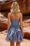 Robe de rentrée à la maison bleue poussiéreuse Sweetheart A-Line avec volants