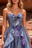 Robe de rentrée à la maison bleue poussiéreuse Sweetheart A-Line avec volants