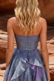 Robe de rentrée à la maison bleue poussiéreuse Sweetheart A-Line avec volants
