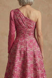 Robe de la mariée longue en fuchsia fleur en ligne A
