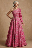Robe de la mariée longue en fuchsia fleur en ligne A