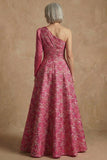 Robe de la mariée longue en fuchsia fleur en ligne A