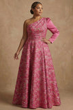 Robe de la mariée longue en fuchsia fleur en ligne A