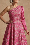 Robe de la mariée longue en fuchsia fleur en ligne A