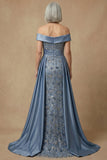 Robe longue de la mère de la mariée perlée perlée aux perles poussiéreuses