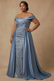Robe longue de la mère de la mariée perlée perlée aux perles poussiéreuses