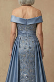 Robe longue de la mère de la mariée perlée perlée aux perles poussiéreuses