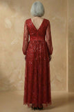 Robe de la mère de la mariée Bordeaux A-Line Sequins