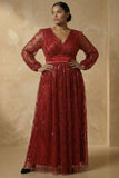 Robe de la mère de la mariée Bordeaux A-Line Sequins