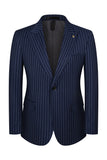 Costumes de bal pour hommes en 3 pièces bleus à un bouton à pointe