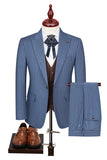 Costumes de bal pour hommes en 3 pièces bleus à un bouton à pointe