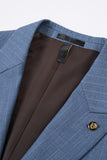 Costumes de bal pour hommes en 3 pièces bleus à un bouton à pointe