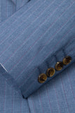 Costumes de bal pour hommes en 3 pièces bleus à un bouton à pointe