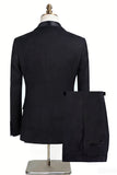 Costumes de bal bleus 3 pièces à un bouton, revers de châle et bouton, costumes de bal pour hommes
