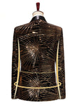 Blazer de bal pour hommes doré scintillant à un bouton, boutonné et encoché