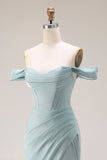 Corset de bal long corset de bal à épaules dénudée de sirène vert poussiéreux