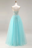 Costume de bal A-Line Mint à sequins, corset transparent perlé de perles et dentelle dans le dos