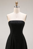Robe formelle longue en dentelle noire sans cercles A Line avec fermeture éclair arrière