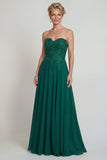 Sweetheart A Line Vert foncé Long Mother of the Bride Dress avec des appliques