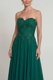 Sweetheart A Line Vert foncé Long Mother of the Bride Dress avec des appliques