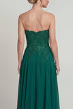 Sweetheart A Line Vert foncé Long Mother of the Bride Dress avec des appliques