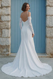 Robe de mariée sirène en épaule froide, traîne froncée et fente