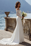 Robe de mariée en traîne sirène à épaules dénudée ivoire avec dentelle