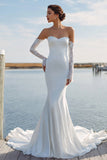 Robe de mariée Ivory Sweetheart Sweep Sweep Train, avec dentelle