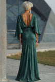 Robe de mère de la mariée en fourreau de jacquard en pin avec demi-manches