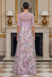 Robe de mère de la mariée longue à manches florales Lilas A avec broderies