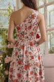 Robe Midi à ligne imprimée à fleur rouge rose rouge