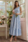 Robe Midi à une épaule à une épaule Jacquard A Line avec volants