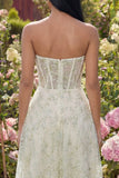 Corset appliqué vert clair Tulle bustier A Line Midi