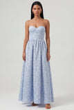 Corset Jacquard bleu bretelles A Line A Corset