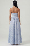 Corset Jacquard bleu bretelles A Line A Corset