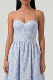 Corset Jacquard bleu bretelles A Line A Corset