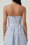 Corset Jacquard bleu bretelles A Line A Corset