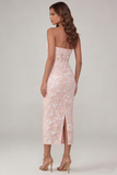Robe Midi à anneau sans anneau corset fleur rose appliquée