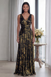 Robe Longue de Cérémonie Plissée Vieux Rose Col V