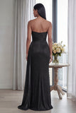 Robe longue formelle à dos sans bretelles froissée avec ruban