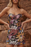 Robe cocktail à sequins bodycon, noire scintillante et courtoise avec nœud
