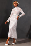 Robe de mariée blanche en dentelle à manches longues