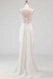 Robe de mariée Midi en corset blanche en dentelle à ligne A avec cape