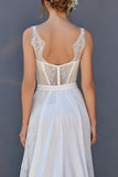 Robe de mariée Midi en corset blanche en dentelle à ligne A avec cape